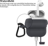 Waterdichte Hoesje geschikt voor Airpods 1 / Airpods 2 - Shock Proof Siliconen Waterproof Case Cover Hoes Zwart