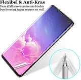 Screenprotector geschikt voor Samsung Galaxy S10 | Glas PET Folie Screen Protector Zwart iCall | Full-Screen