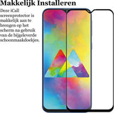 Screenprotector geschikt voor Samsung Galaxy M20 - Tempered Gehard Glas - Full Screen Volledig Beeld - iCall
