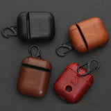 Hoesje geschikt voor Airpods 1 / Airpods 2 - Lederen Cover Hoes Zwart