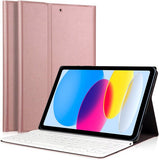 iPad 10.9 2022 Hoes met Toetsenbord - Keyboard Book Case Cover Hoesje Rosegoud
