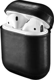 Hoesje geschikt voor Airpods 1 / Airpods 2 - Lederen Cover Hoes Zwart