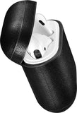 Hoesje geschikt voor Airpods 1 / Airpods 2 - Lederen Cover Hoes Zwart