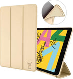 iPad 2019 / 2020 / 2021 Hoes Smart Cover - 10.2 inch - Trifold Book Case Leer Tablet Hoesje Goud