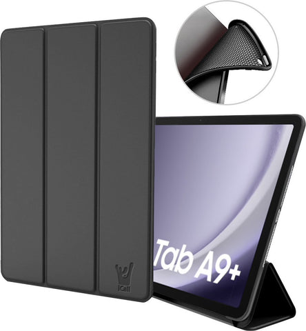 Samsung Tab A9 Plus Hoes - SmartDefend Book Case Cover Leer Zwart