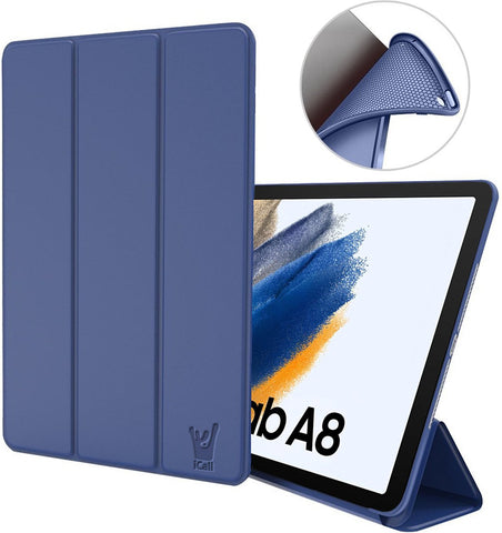 Samsung Galaxy Tab A8 Hoes - 2021 / 2022 - Trifold Smart Cover Book Case Leer Tablet Hoesje Blauw