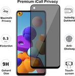 Privacy Screenprotector geschikt voor Samsung A21s - FullGuard Glas Screen Protector