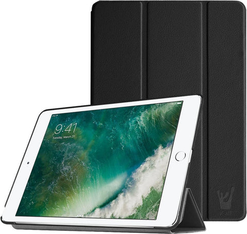 Apple iPad 2 / 3 / 4 - Luxe Zwart Leer Hoesje Smart Cover - Book Case Retro (Flip Cover) - Bescherming voor Voor- en Achterkant (Zwarte Leren)