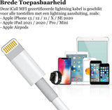 Kabel Oplader geschikt voor iPhone Lightning USB Kabel - iCall Oplaadkabel MFI Gecertificeerd door en geschikt voor Apple iPhone en iPad