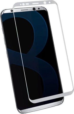 Screenprotector geschikt voor Samsung Galaxy S8 - Edged (3D) Tempered Glass Screen protector Zilver 9H
