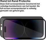 Privacy Screenprotector geschikt voor iPhone 14 Pro - Volledig Dekkende Gehard Glas Tempered Glass