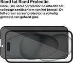 Privacy Screenprotector geschikt voor iPhone 15 Plus - Glas Screen Protector FullGuard
