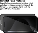 Privacy Screenprotector geschikt voor iPhone 15 Pro - Glas Screen Protector FullGuard