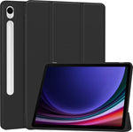 Samsung Galaxy Tab S9 Hoesje - SmartDefend Book Case Cover Leer Zwart