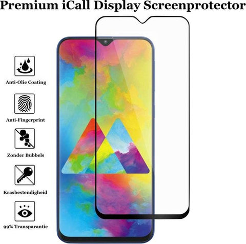 Screenprotector geschikt voor Samsung Galaxy M20 - Tempered Gehard Glas - Full Screen Volledig Beeld - iCall