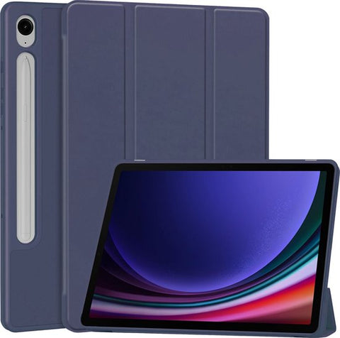 Samsung Galaxy Tab S9 Plus Hoesje - SmartDefend Book Case Cover Leer Blauw