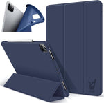 iPad Pro 2021 Hoes Smart Cover - 12.9 inch - Trifold Book Case Leer Tablet Hoesje Blauw