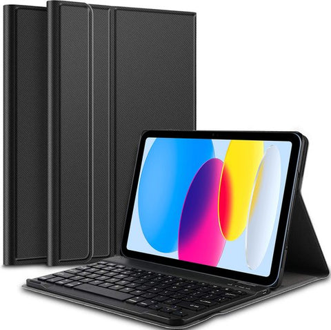 iPad 10.9 2022 Hoes met Toetsenbord - Keyboard Book Case Cover Hoesje Zwart