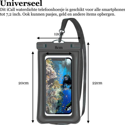 Waterdichte Telefoonhoesjes Drijvend - Universele Drybag underwater Zwart