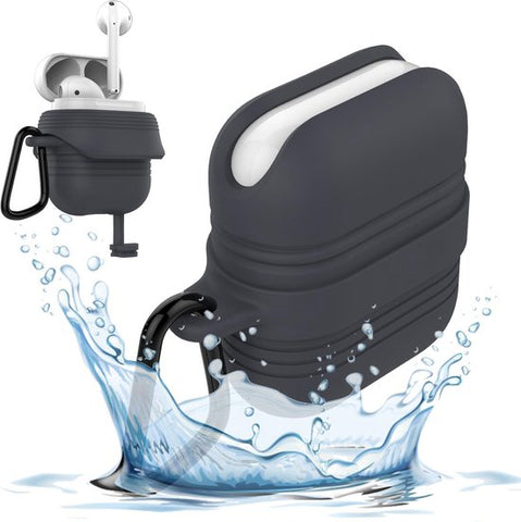 Waterdichte Hoesje geschikt voor Airpods 1 / Airpods 2 - Shock Proof Siliconen Waterproof Case Cover Hoes Zwart