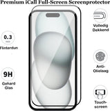 Screenprotector geschikt voor iPhone 15 - Gehard Glas Screen Protector FullGuard