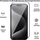 Screenprotector geschikt voor iPhone 15 Pro Max - Gehard Glas Screen Protector FullGuard