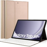 Samsung Tab A9 Plus Hoes met Toetsenbord - KeyGuard Book Case Cover Leer Roségoud