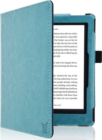 Hoes geschikt voor Kobo Glo HD / Glo / Touch 2.0 - Book Case Premium Sleep Cover Leer Hoesje met Auto/Wake Functie - Blauw