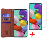 Galaxy A51 Book Case + Glaasje - Bruin | iCall