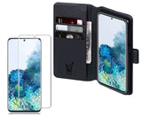 Galaxy S20 Ultra Flip Cover hoesje Zwart + Glazen Screen protector